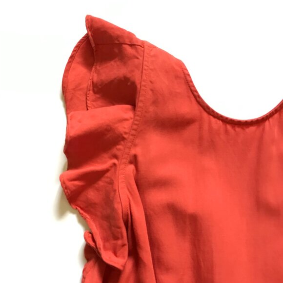 Ulla Johnson Viola Jumpsuit Womens 4 Chili Orange Linen Wide Leg Ruffled Ankle - Picture 7 of 15